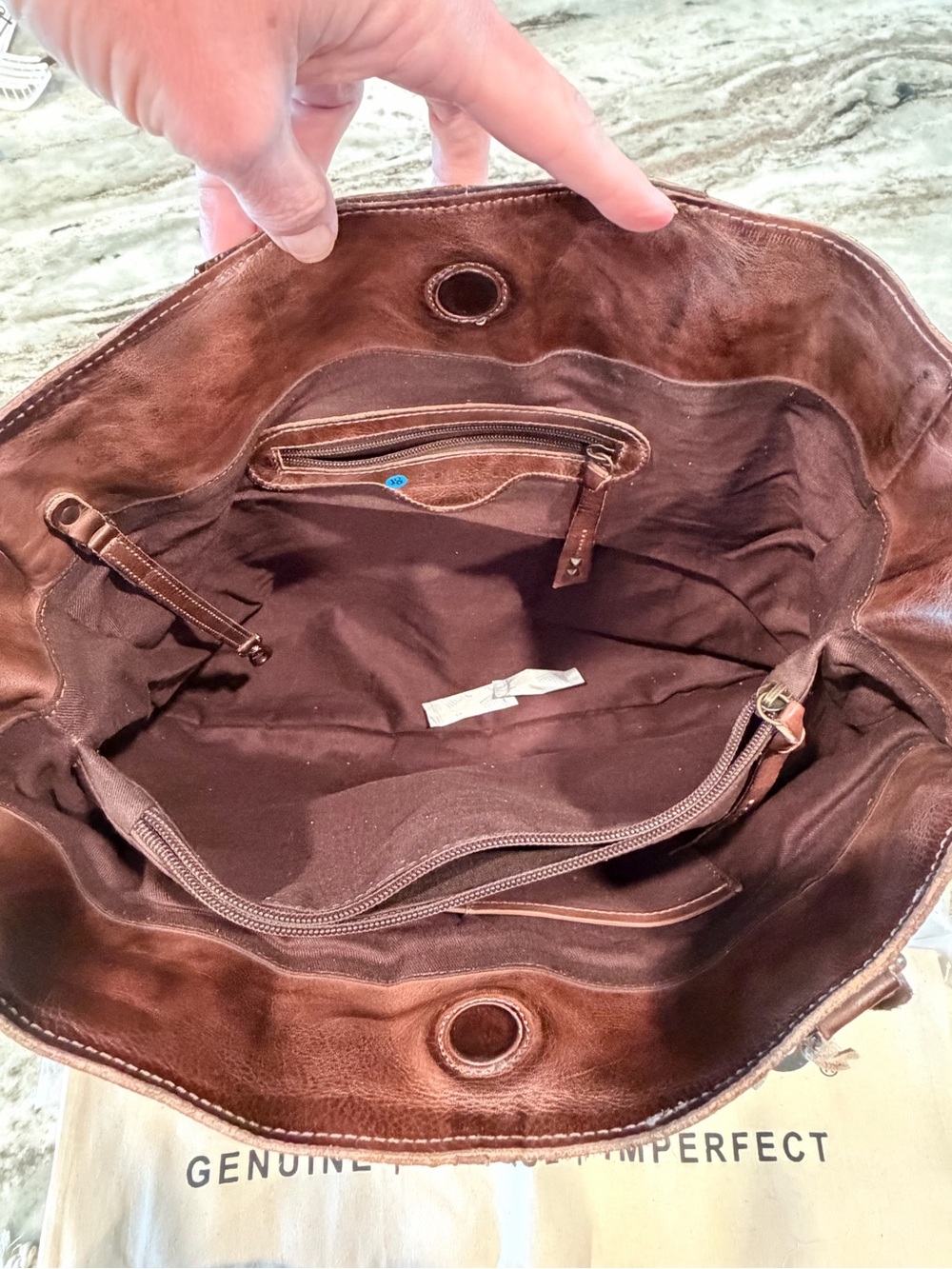 Bed Stu Rockaway Stitch-Detail Distressed
Satchel Bag color-Teak Rustic - Picture 4 of 16
